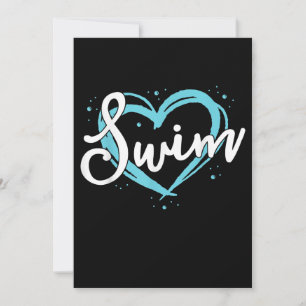 Love Swimming Swim Team Heart Lover Blue Swimmer Invitation