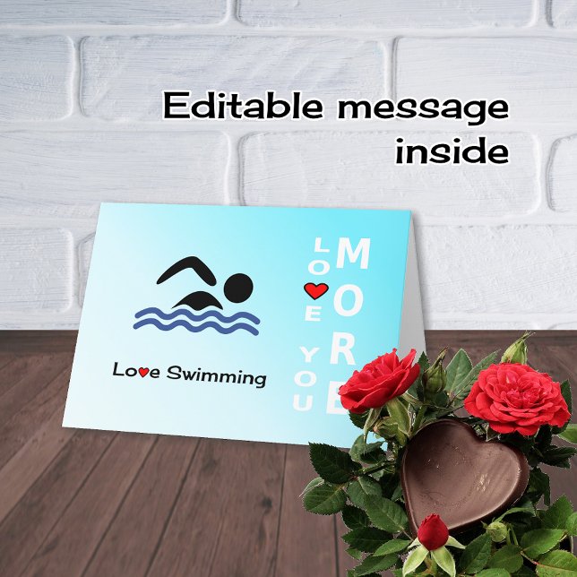 Love Swimming Valentines Day romantic sports Holiday Card (Creator Uploaded)