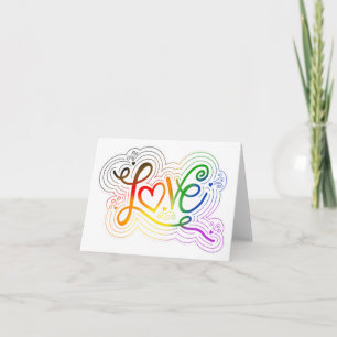 Love Swirl Doodle LGBTQ+ POC Pride Flag Lettering Note Card