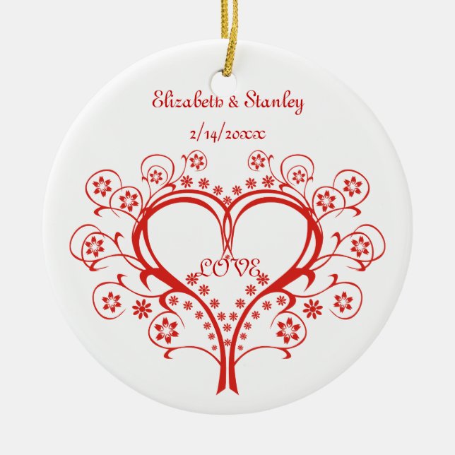 Love Swirl Heart Valentine’s Day custom ornament (Front)