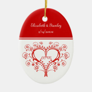 Love Swirl Heart Valentine’s Day custom ornament
