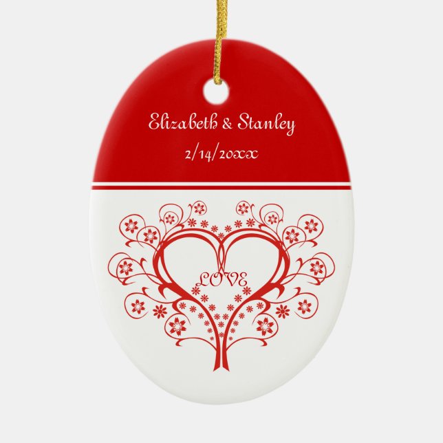 Love Swirl Heart Valentine’s Day custom ornament (Front)
