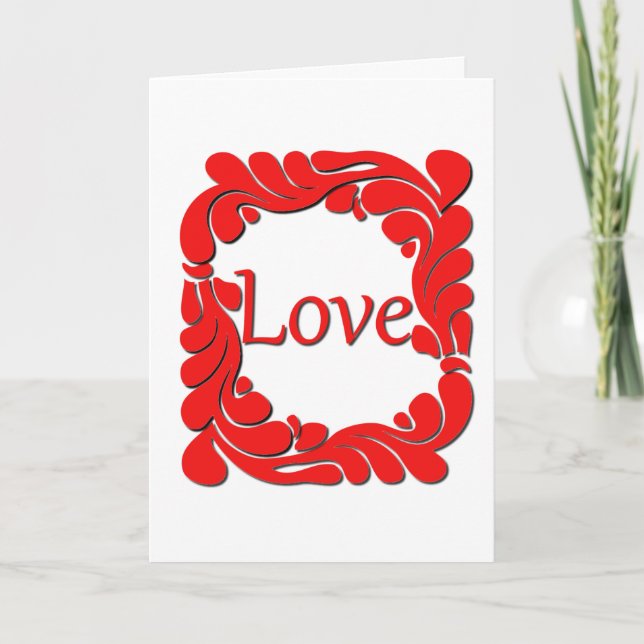 Love & Swirled Border Greeting Card (Front)