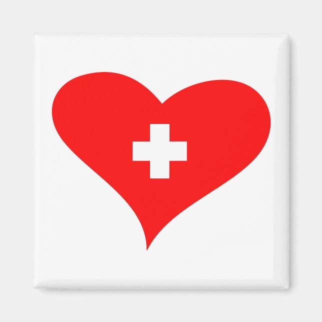 Love Switzerland - Swiss heart fridge magnet (Front)