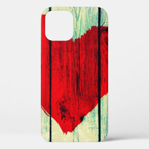Love symbol on old wooden wall iPhone 12 case
