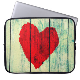 Love symbol on old wooden wall laptop sleeve