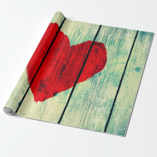 Love symbol on old wooden wall wrapping paper