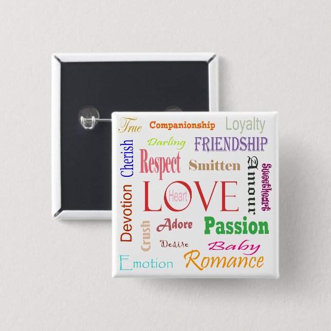Love Synonyms by Shirley Taylor 15 Cm Square Badge (Front & Back)