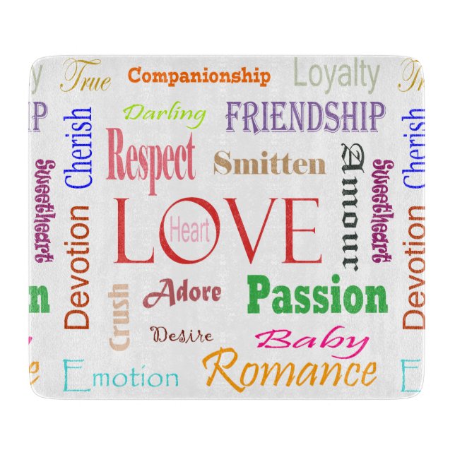 Love Synonyms by Shirley Taylor Cutting Board (Front)