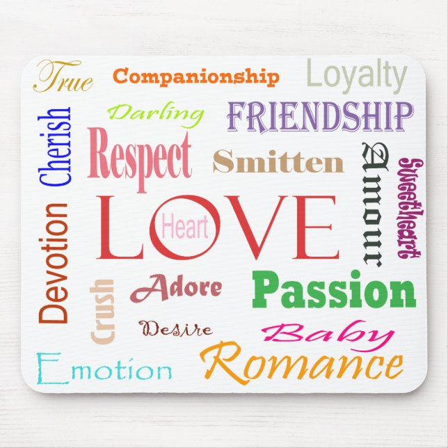 Love Synonyms by Shirley Taylor Mouse Mat (Front)