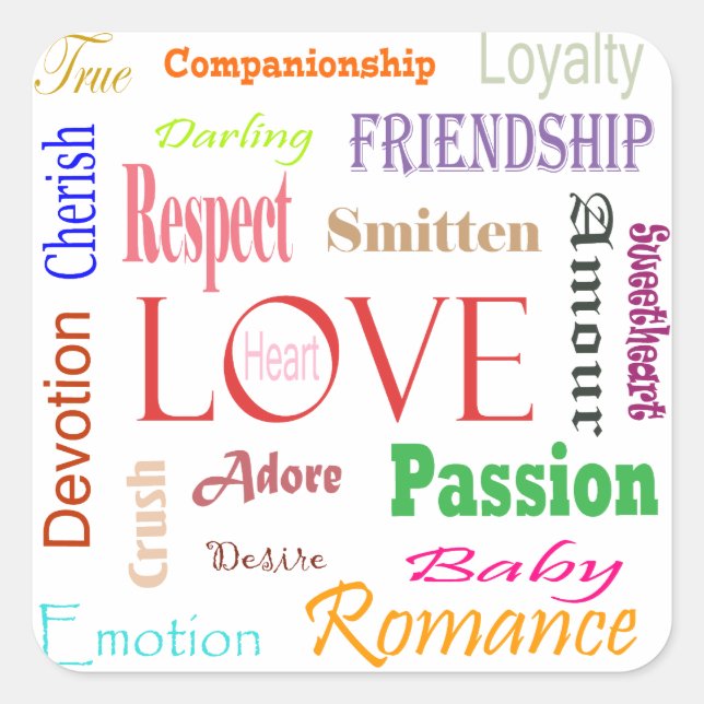 Love Synonyms by Shirley Taylor Square Sticker (Front)
