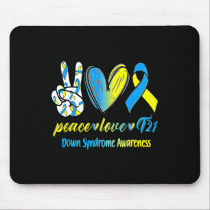 Love T21 Blue Yellow Ribbon Down Syndrome Awarenes Mouse Mat