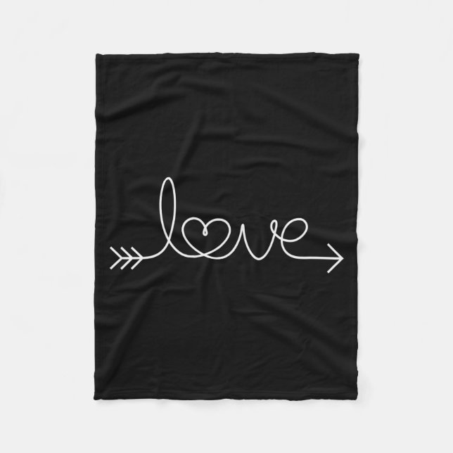 Love T Shirt Women Men Heart Arrow Graphic Valenti Fleece Blanket (Front)