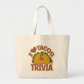 Love Tacos and Trivia Game Fun Design Large Tote Bag
