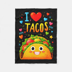 Love tacos cinco de mayo meme kawaii smiling taco fleece blanket