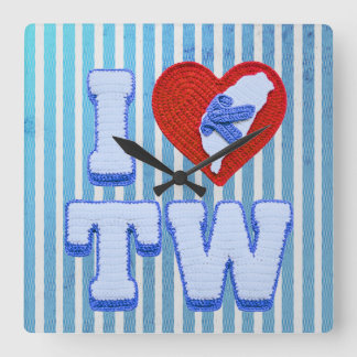 Love Taiwan slippers Square Wall Clock