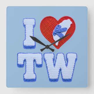 Love Taiwan slippers Square Wall Clock