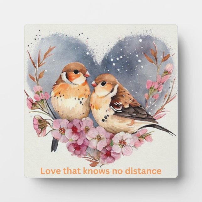 Love Takes Flight: Two Love Birds Tabletop Plaque (Front)