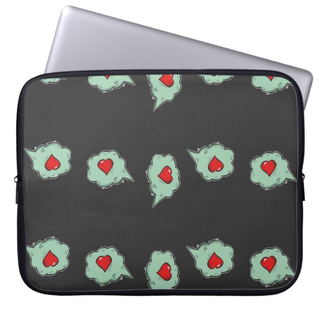 Love talk pattern on gray laptop sleeve (Front)