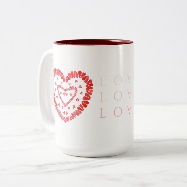 LOVE Tall Maroon Two-Tone Mug (Front Left)