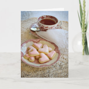 Love   Tea and Heart Cookies   Romantic Card