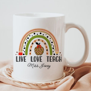 Love Teach Inspire Rainbow Teacher Appreciation Coffee Mug