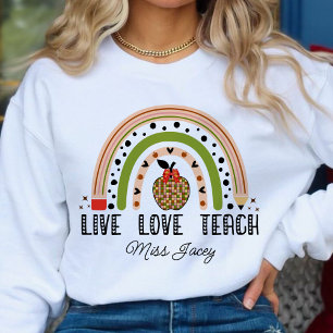 Love Teach Inspire Rainbow Teacher Appreciation Sweatshirt