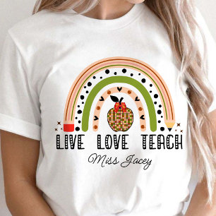 Love Teach Inspire Rainbow Teacher Appreciation T-Shirt