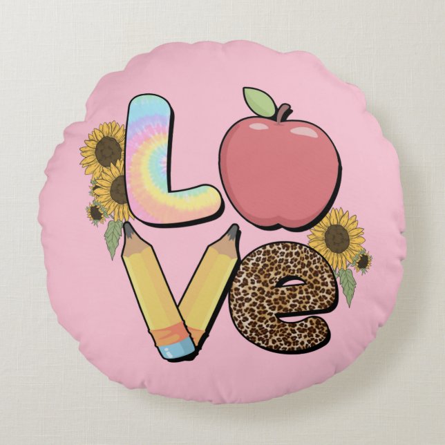 Love Teacher and Student Round Cushion (Front)
