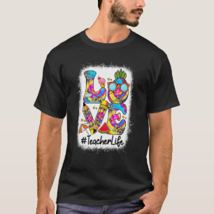 Love Teacher Life Last Day Of School Leopard Tie D T-Shirt