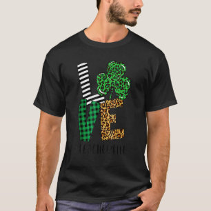 LOVE Teacher Life St Patricks Day Buffalo Plaid Sh T-Shirt
