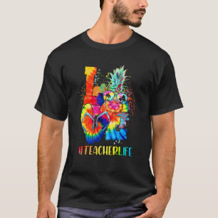 Love Teacher Life Tie Dye Graphic Summer Pineapple T-Shirt