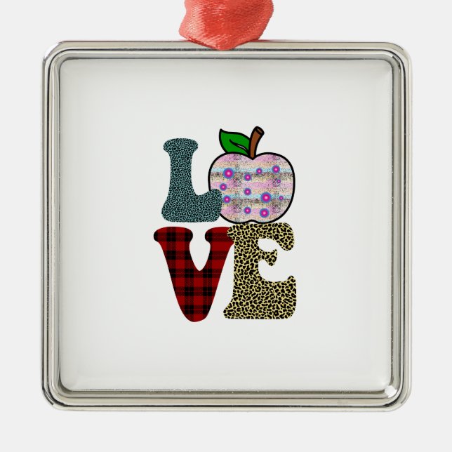 Love Teacher Metal Tree Decoration (Front)