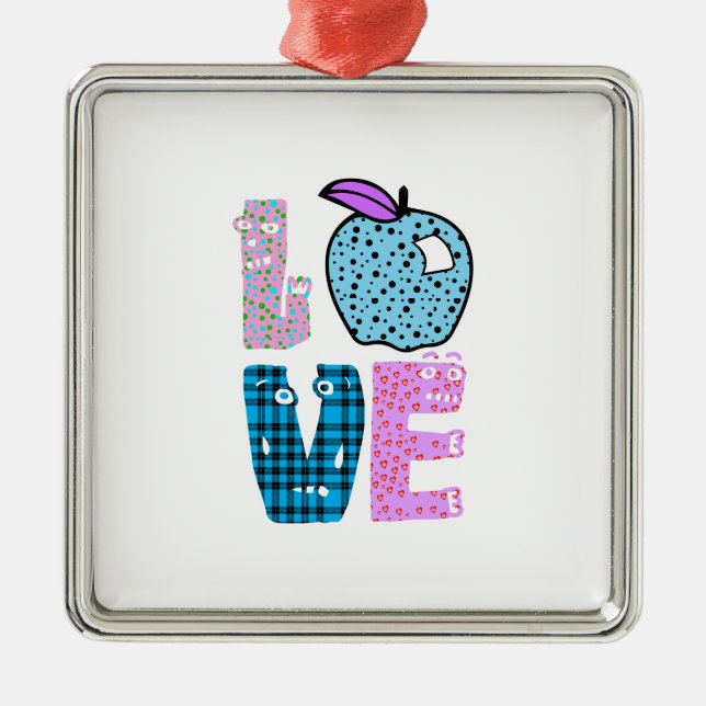 Love Teacher Metal Tree Decoration (Front)