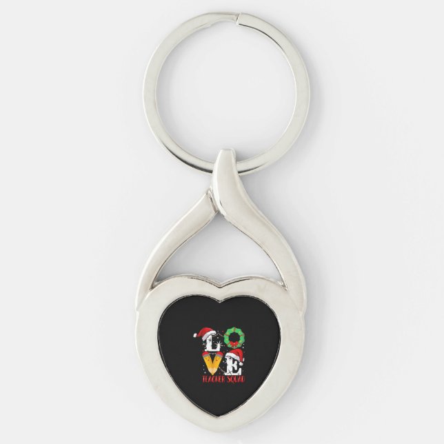 Love Teacher Squad , Funny Teachers Christmas Key Ring (Front)