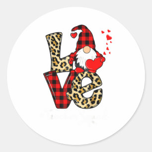 Love Teacher Squad Gnome Hearts Valentines Gnome T Classic Round Sticker