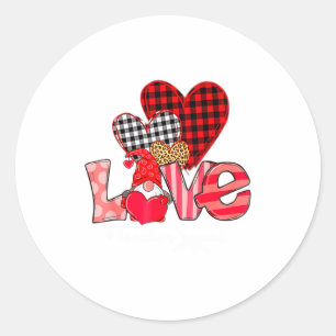 Love Teacher Squad Gnome Hearts Valentines Gnome T Classic Round Sticker
