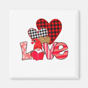 Love Teacher Squad Gnome Hearts Valentines Gnome T Magnet