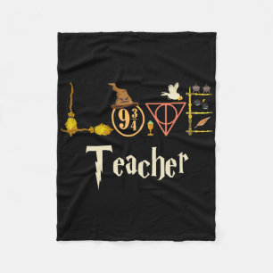 Love Teacher Wizards Ck To School Halloween Fleece Blanket
