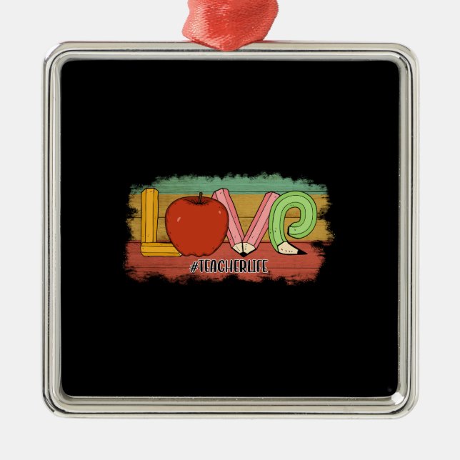 Love Teacherlife Metal Tree Decoration (Front)
