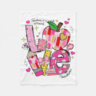Love Teachers Teaching Is A Work Of Heart Ck To Sc Fleece Blanket
