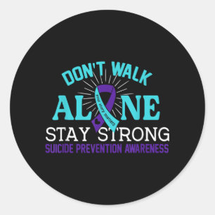 Love Teal Purple Ribbon Suicide Prevention Awarene Classic Round Sticker