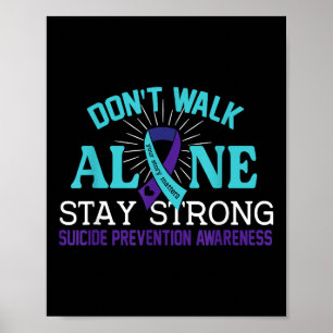 Love Teal Purple Ribbon Suicide Prevention Awarene Poster