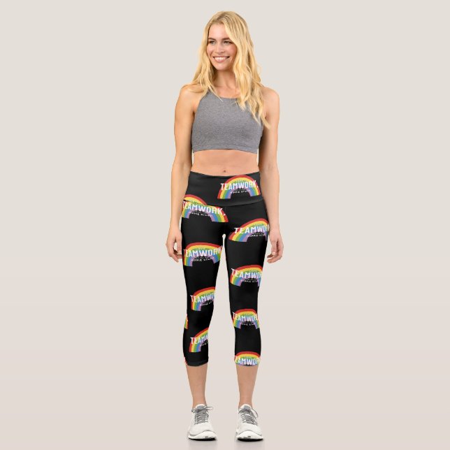Love, teamwork, and all that hippie stuff capri leggings (Front)