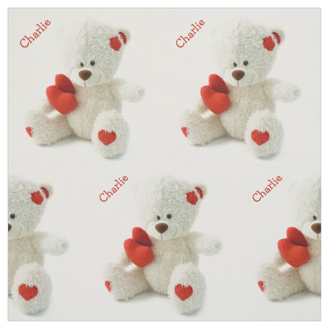 Love Teddy Bear custom name fabric (Swatch)