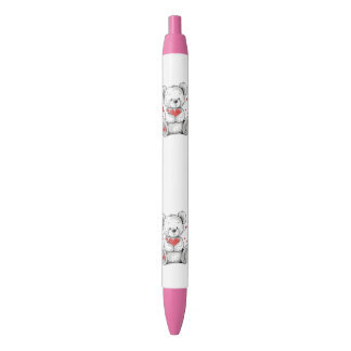 love teddy bear pencil black ink pen