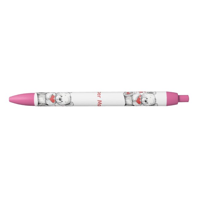 love teddy bear pencil red ink pen (Front)