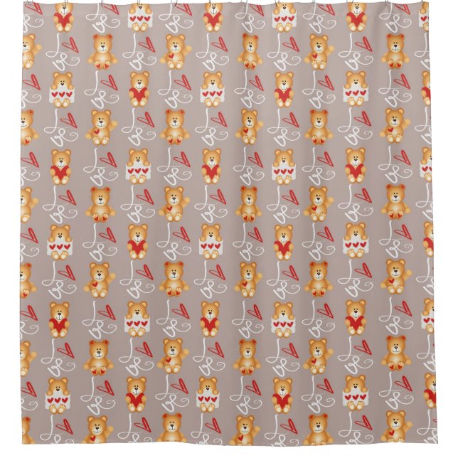 Love Teddy Bear Shower Curtain (Front)