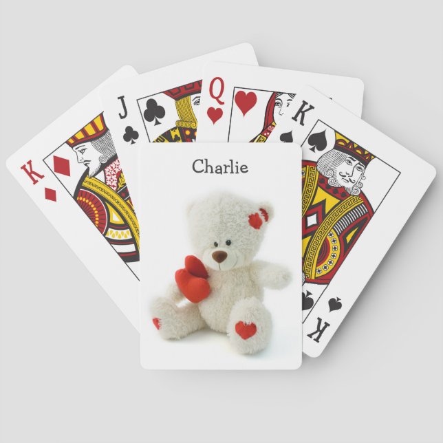 Love Teddy custom name playing cards (Back)