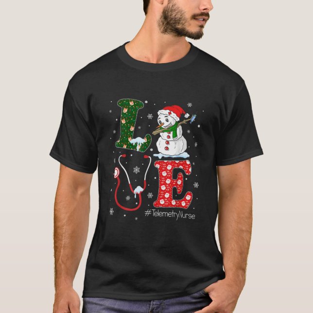 Love Telemetry Nurse Life Nursing Christmas Santa  T-Shirt (Front)